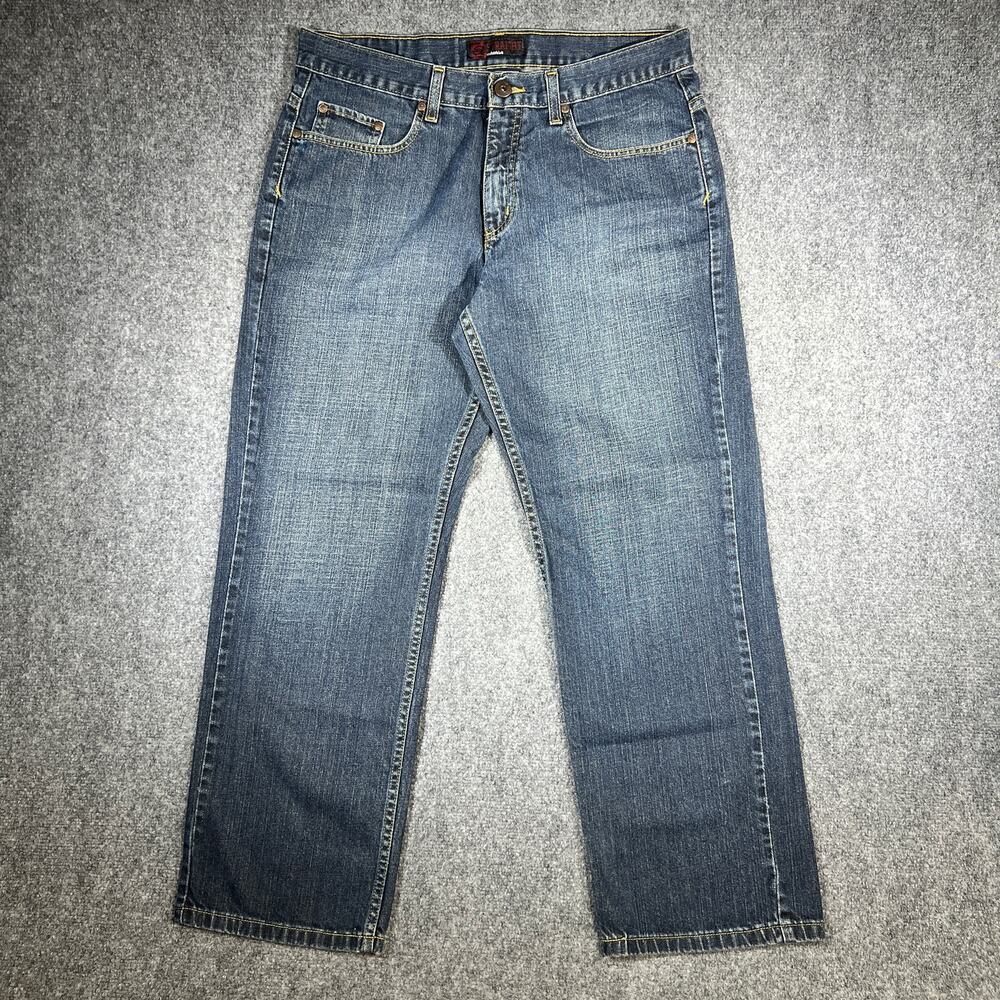 Y2K Anchor Blue Straight Jeans 34x30 Medium Wash Denim Pants